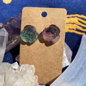 Rainbow fluorite flower earrings