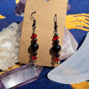 Garnet & obsidian earrings